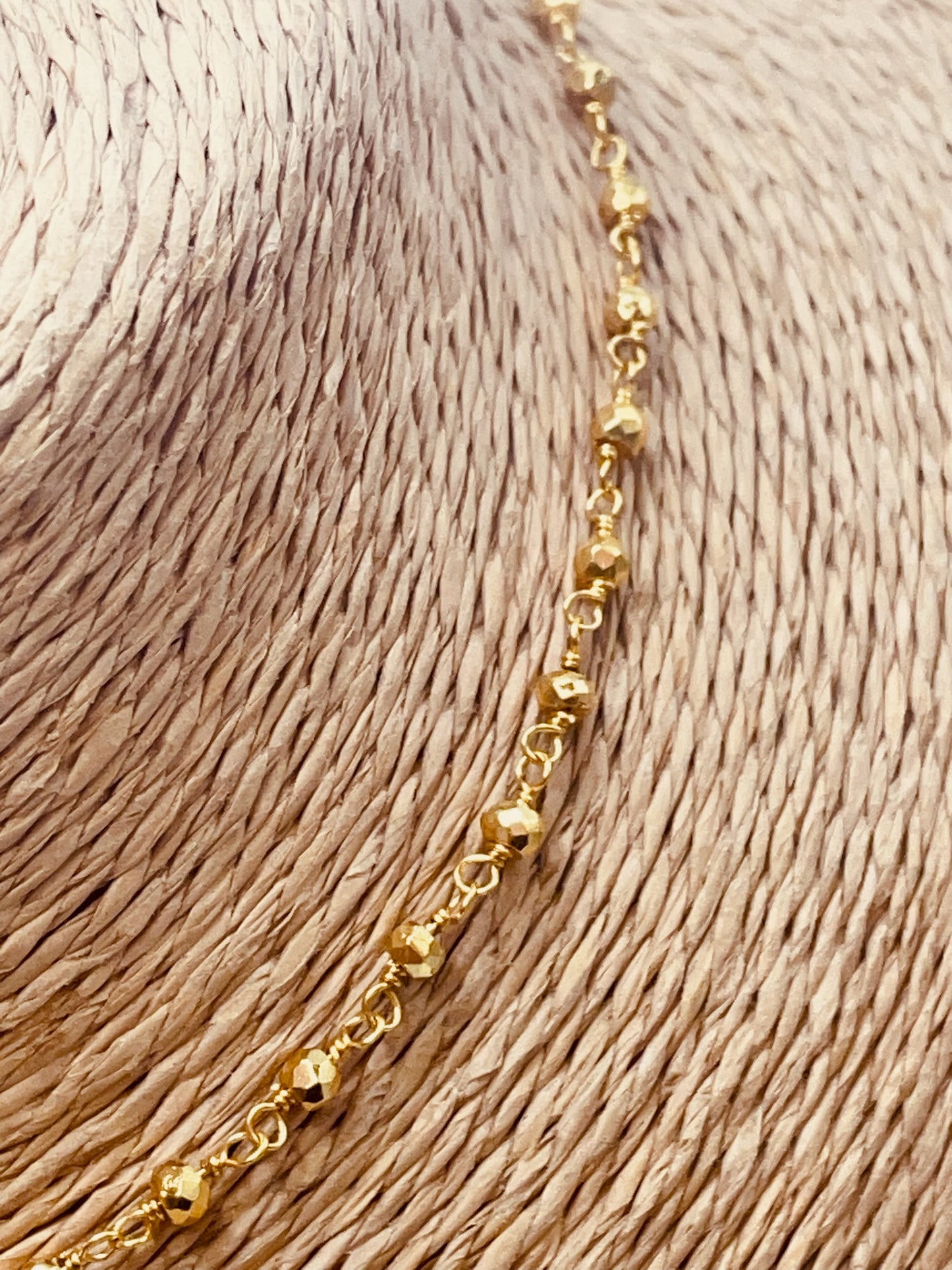 ZO4036 Collar Pirita Entorchado 40 cm mas Extensor 5 cm Baño Oro