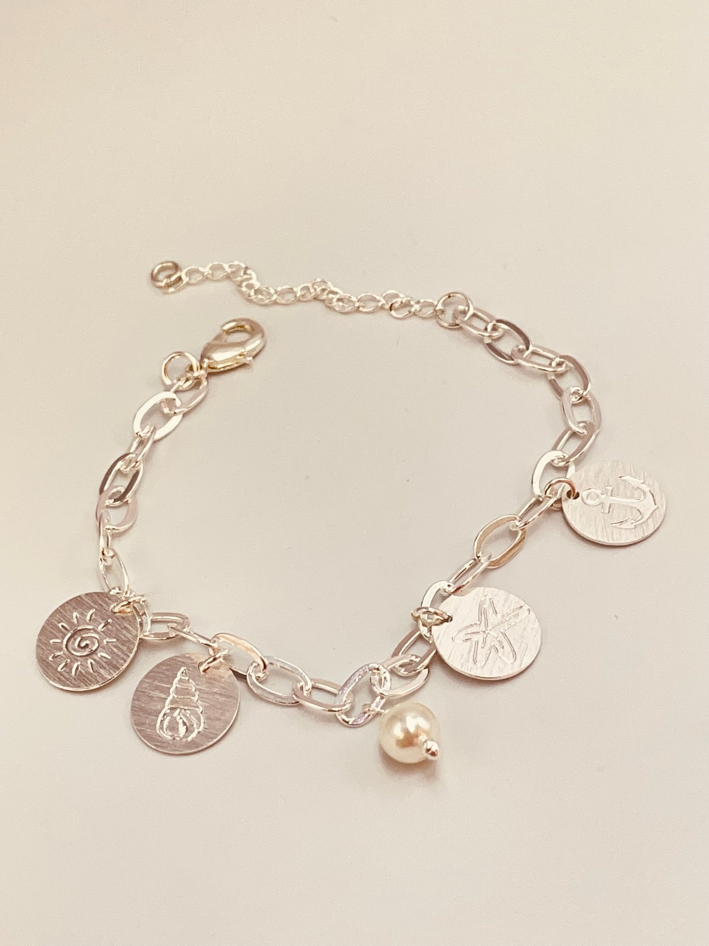 ZP3009 Pulsera Marina Perla Baño Plata