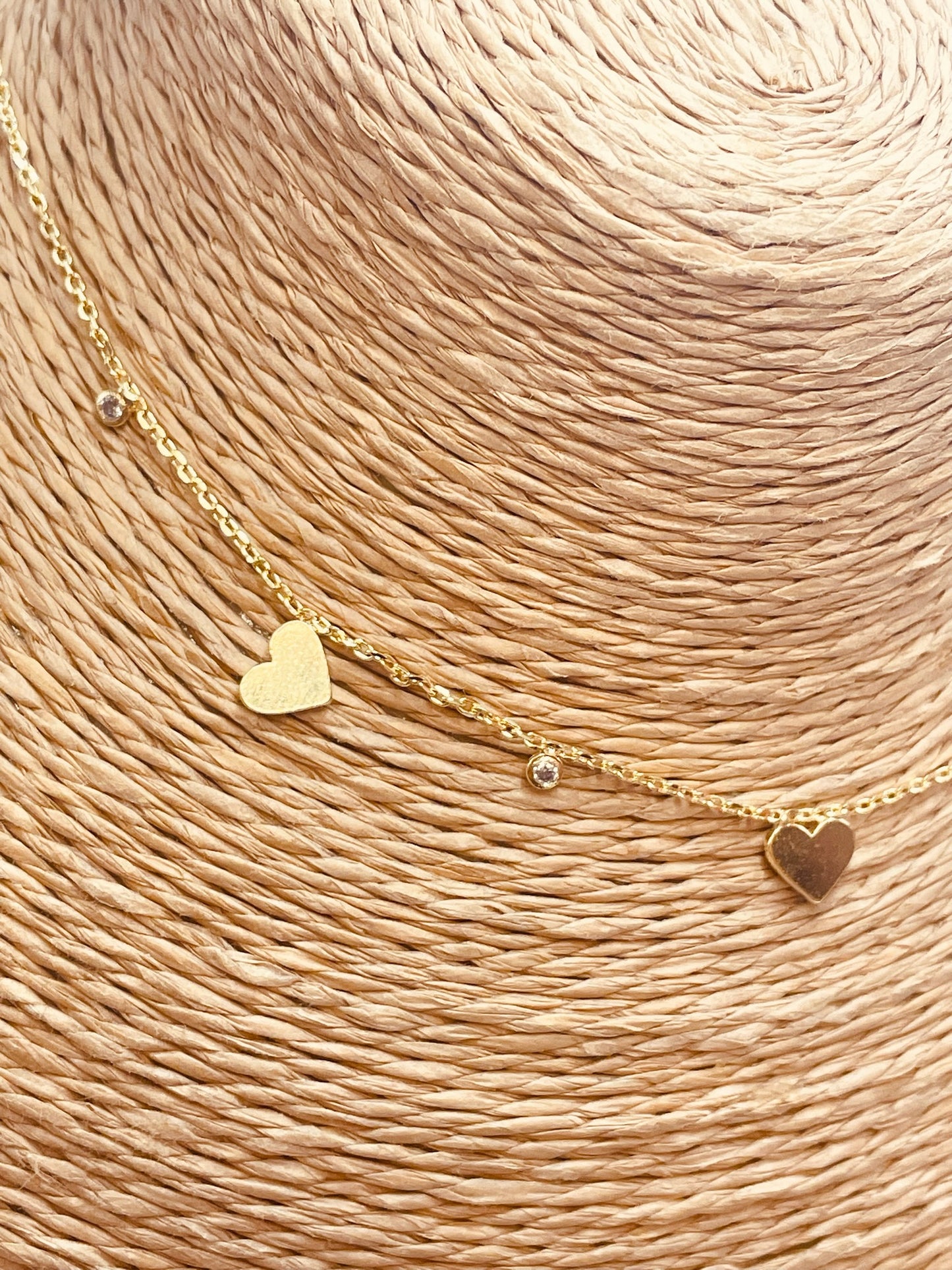 ZO4003 Collar Corazones y Circones Baño Oro