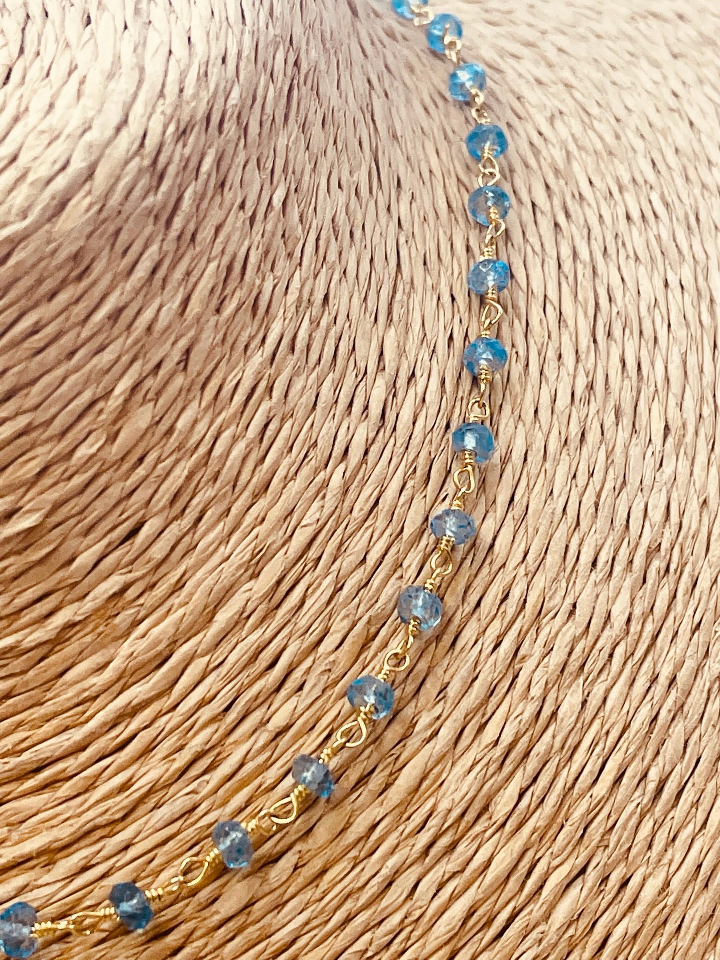 ZO4042 Collar Entorchado Topacio Azul 40 cm mas Extensor Baño Oro