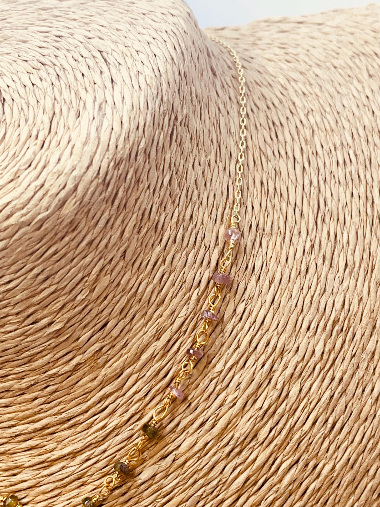 ZO4039 Collar Entorchado Turmalinas Mándala 40 cm mas extensor Baño Oro