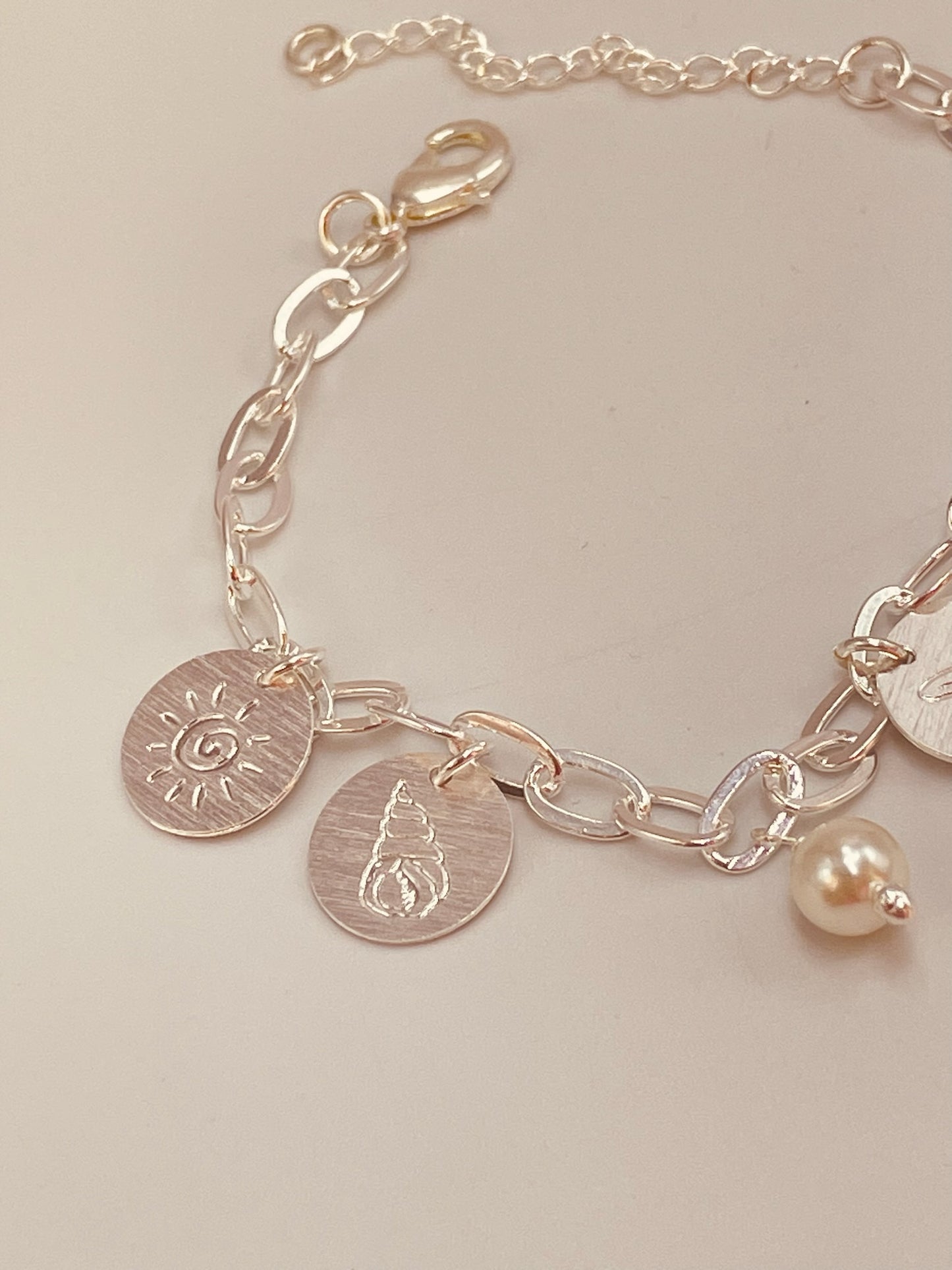 ZP3009 Pulsera Marina Perla Baño Plata