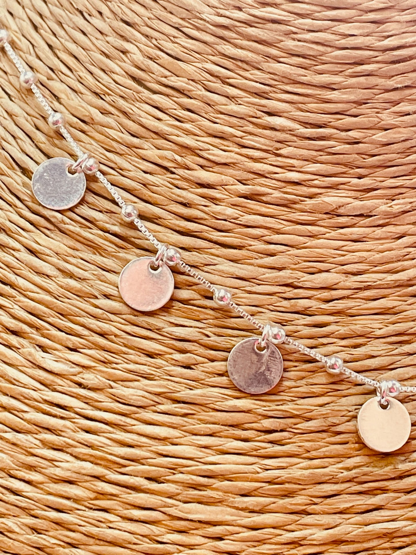 ZP4040 Collar Cadena Bolitas y Chapitas Baño Plata