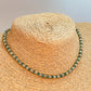 ZP4056 Collar Onix Verde 3 mm y bolitas 2 mm Largo 40 cm y extensor de 5 cm Collar Baño Plata