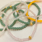 ZO3012 Pulsera Elastizada Bolitas Cristales Baño Oro