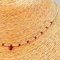 ZP4055 Collar Mini Mostacillas 1.2 mm y Gota Raíz de Rubí 5 mm y 2 mm Largo 40 cm y extensor 5 cm Collar Baño Plata