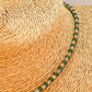 ZP4056 Collar Onix Verde 3 mm y bolitas 2 mm Largo 40 cm y extensor de 5 cm Collar Baño Plata