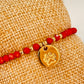 ZO3015 Pulsera Roja Cristales Checos y bolitas Diferentes Figuras Baño Oro