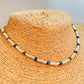 ZP4053 Collar Argollitas 2.5 mm y Lapislázuli 2 mm Largo 40 cm más extensor 5 cm Collar Baño Plata