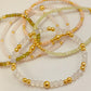 ZO3012 Pulsera Elastizada Bolitas Cristales Baño Oro
