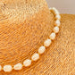 ZO4048 Collar Perlas de Río 9x6 mm y Bolitas de 2 mm Largo 40 cm y extensor de 5 cm Collar Baño Oro