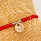 ZP3011 Pulsera Roja Cristales Checos y bolitas Diferentes Figuras Baño Plata