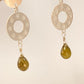 ZP2529 Aro Argolla Flor Peridoto Baño Plata