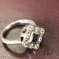 ZAJ17 Anillo Rombo Zafiro Azul y Circones Suizos Plata