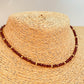 ZO4057 Collar Granate 3 mm y bolitas 2 mm Largo 40 cm y extensor 5 cm Collar Baño Oro