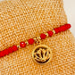 ZO3015 Pulsera Roja Cristales Checos y bolitas Diferentes Figuras Baño Oro